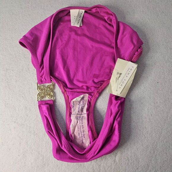 TRINA TURK Fuschia Bikini Bottom NWT Sz 12 Gold - Picture 3 of 5